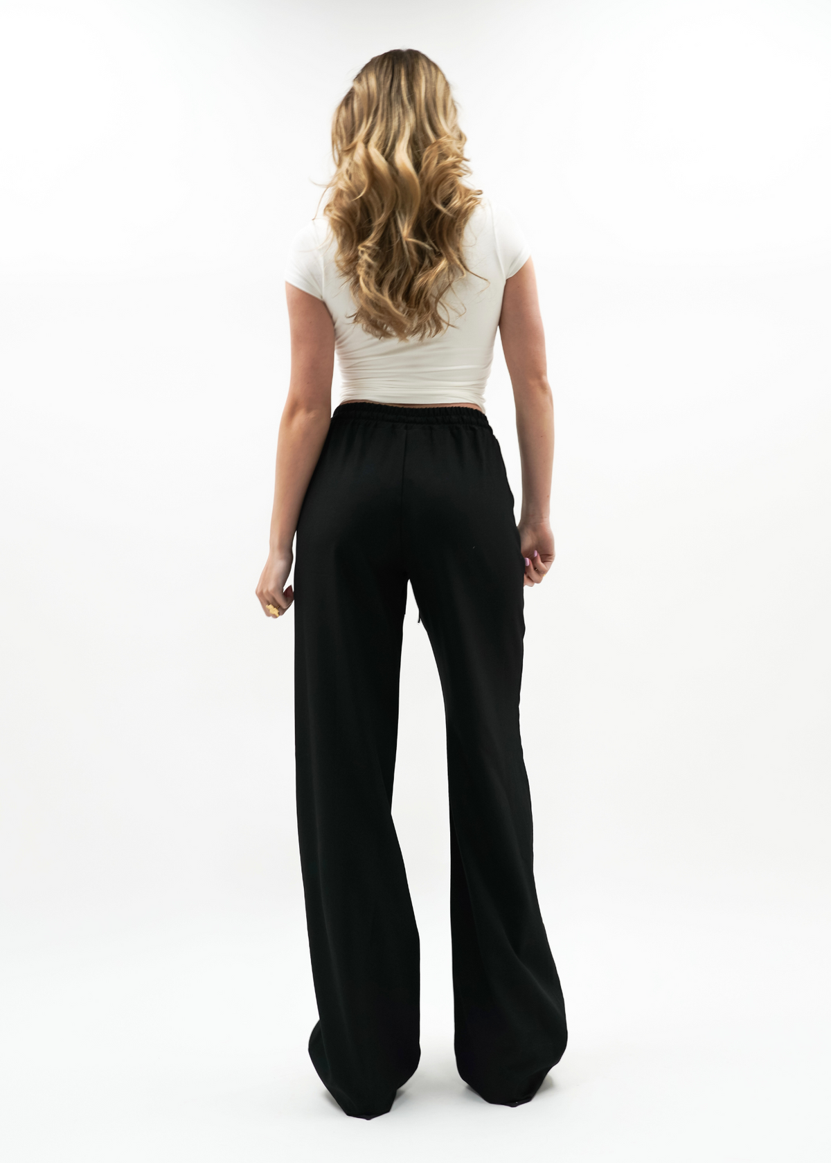 Flowy pants met pressfold (tall) black