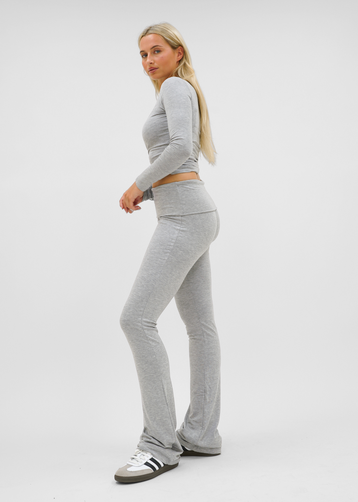 Long sleeve top long light grey melange (tall)