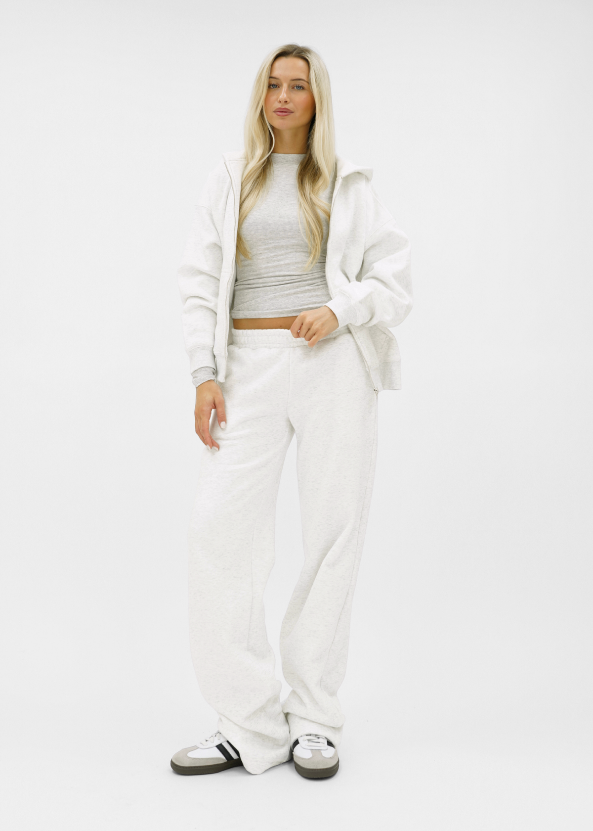 Low/mid waist jogger pants light grey melange (tall)