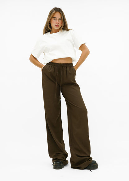 Linnen pants (tall) brown