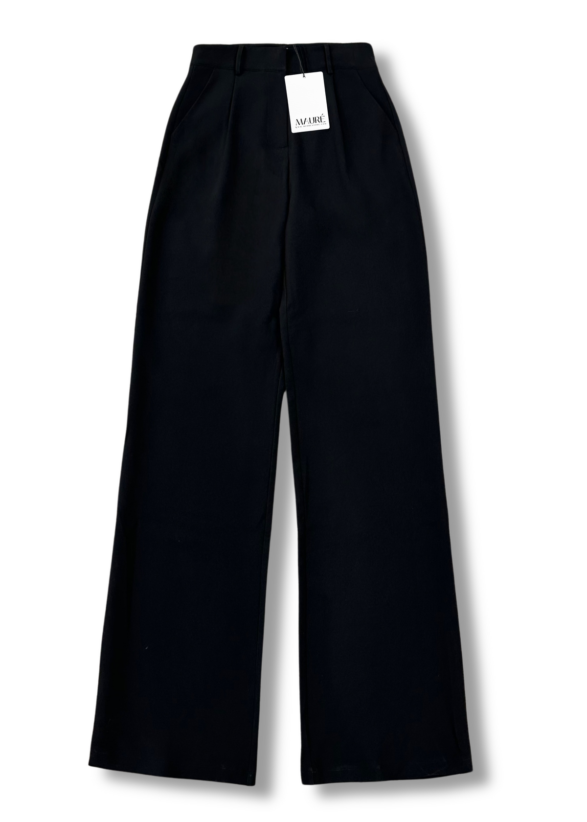 High waist wide leg pants casual black (regular)