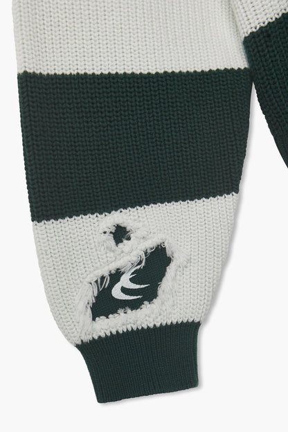 Hole Green &amp; White Knit