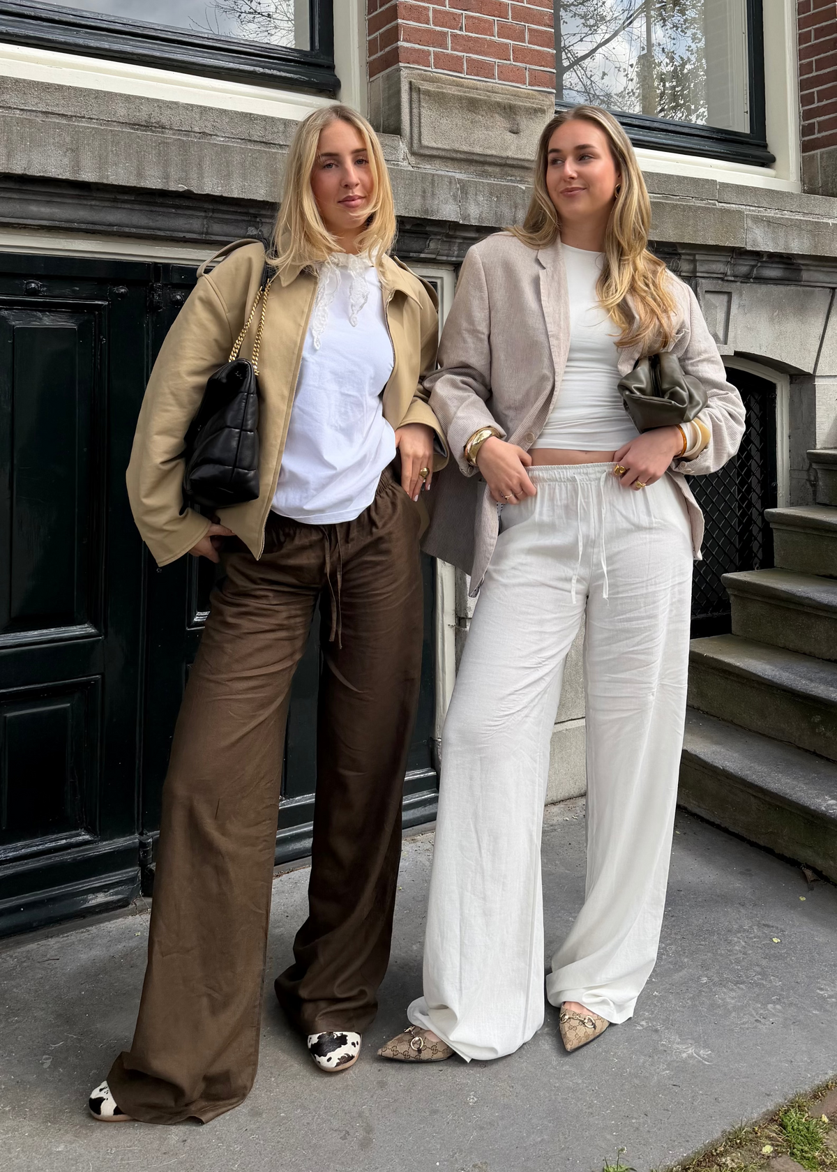 Low waist linnen pants (tall) brown