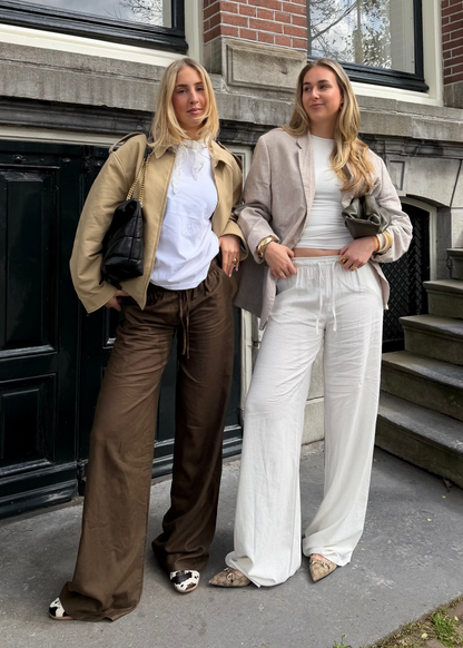 Low waist linnen pants (tall) brown