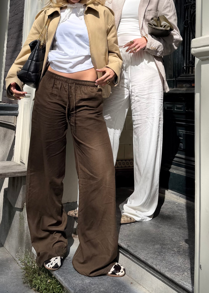 Low waist linnen pants (tall) brown