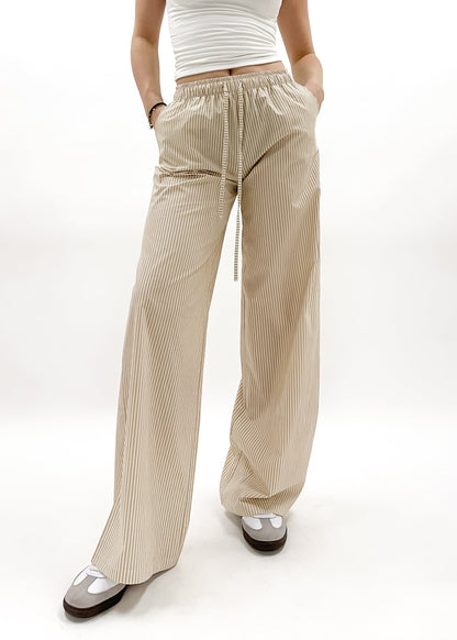 Cotton pants striped (tall) beige/white