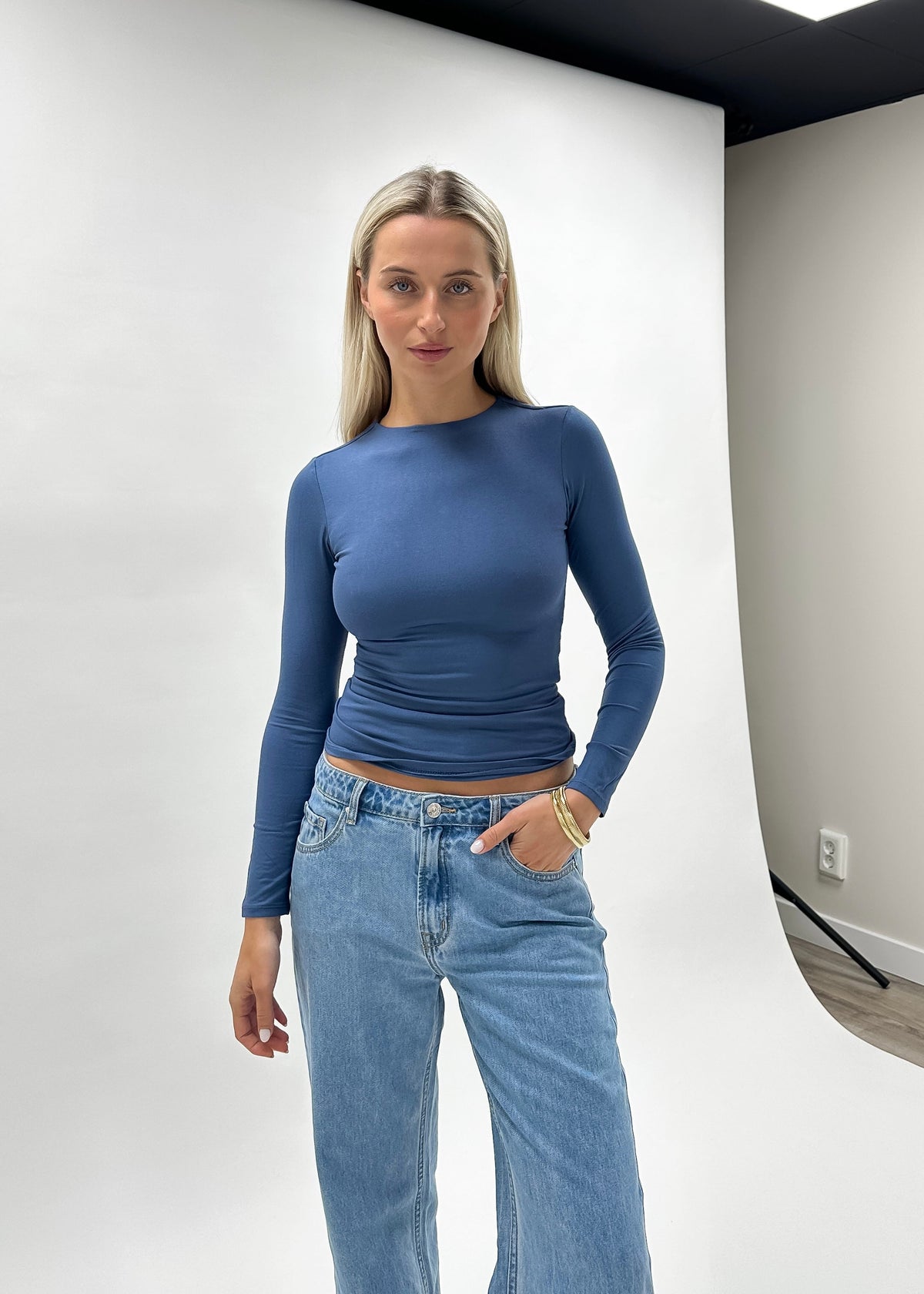 Long sleeve top long dark blue (tall)