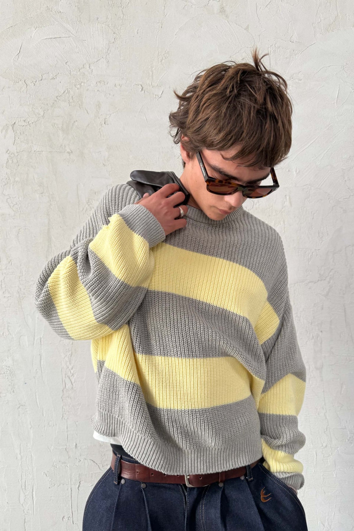 Hole Yellow &amp; Grey Knit