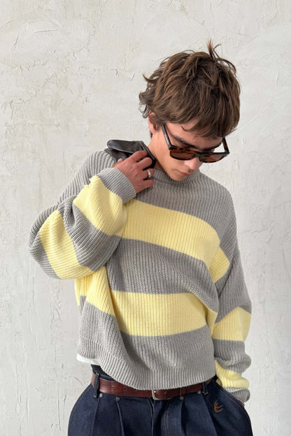 Hole Yellow &amp; Grey Knit