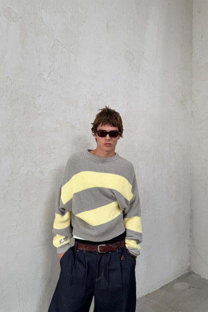 Hole Yellow &amp; Grey Knit