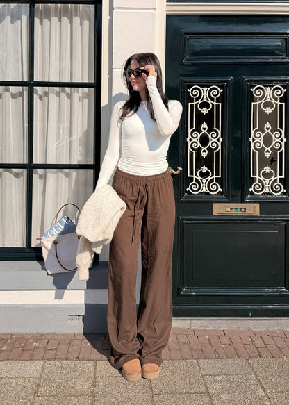 Linnen pants (tall) brown