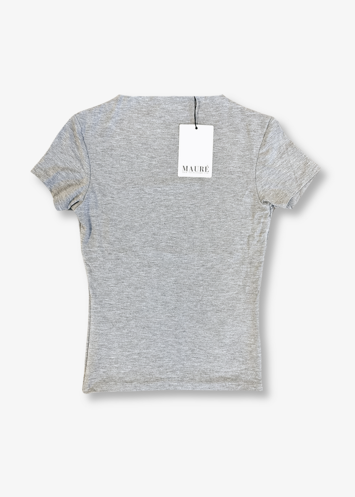 Short sleeve top long light grey melange (tall)