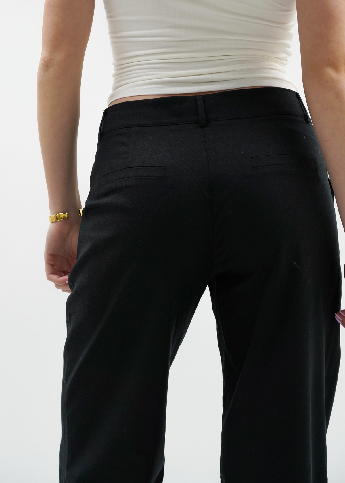 Low/mid waist linnen pants casual (tall) black