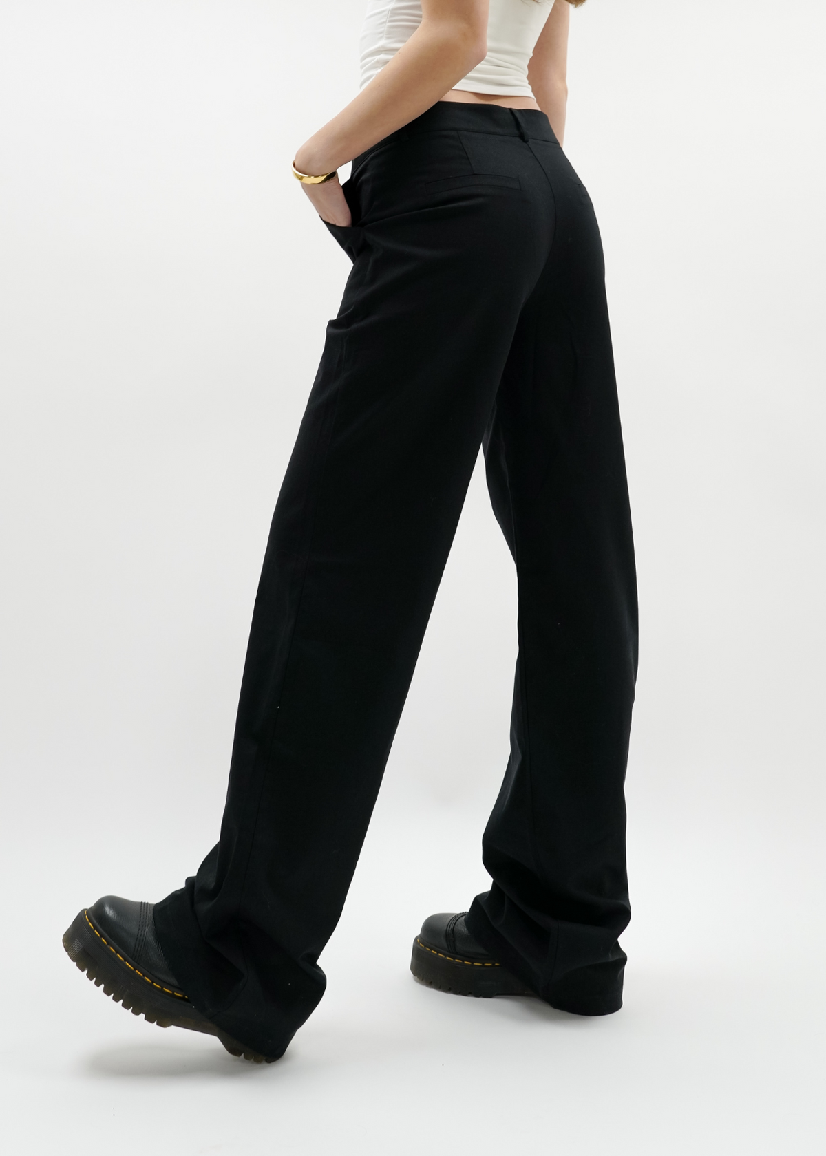 Low/mid waist linnen pants casual (tall) black