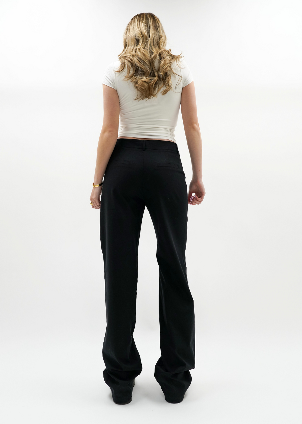 Low/mid waist linnen pants casual (tall) black