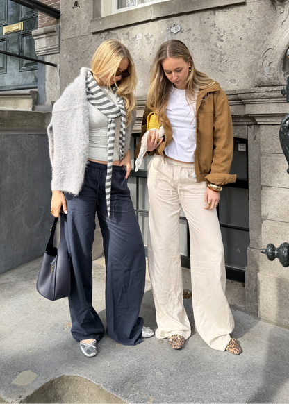 Low waist linnen pants (tall) crème