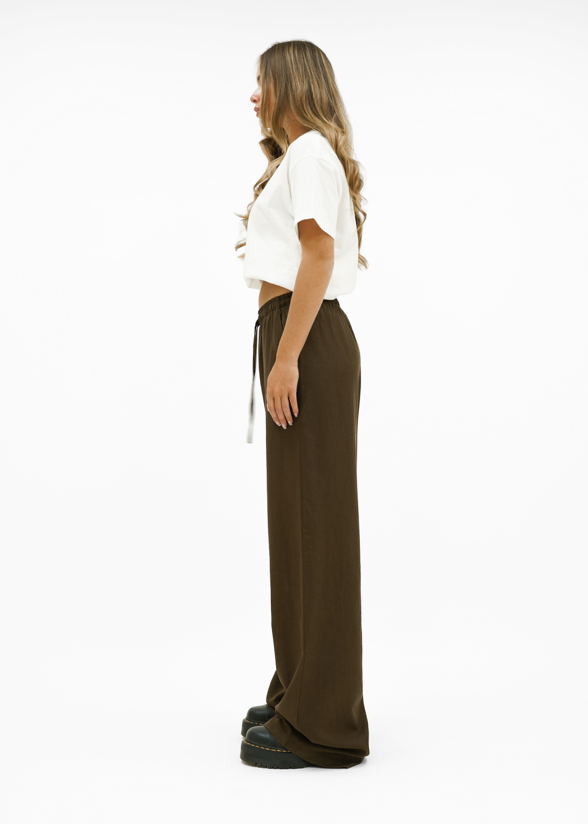 Low waist linnen pants (tall) brown