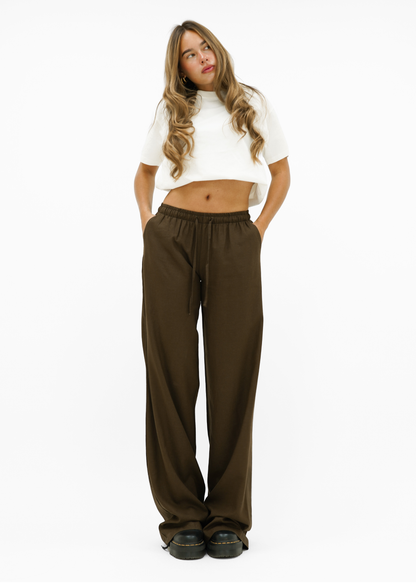 Low waist linnen pants (tall) brown