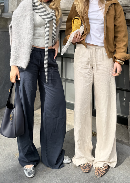 Low waist linnen pants (tall) navy