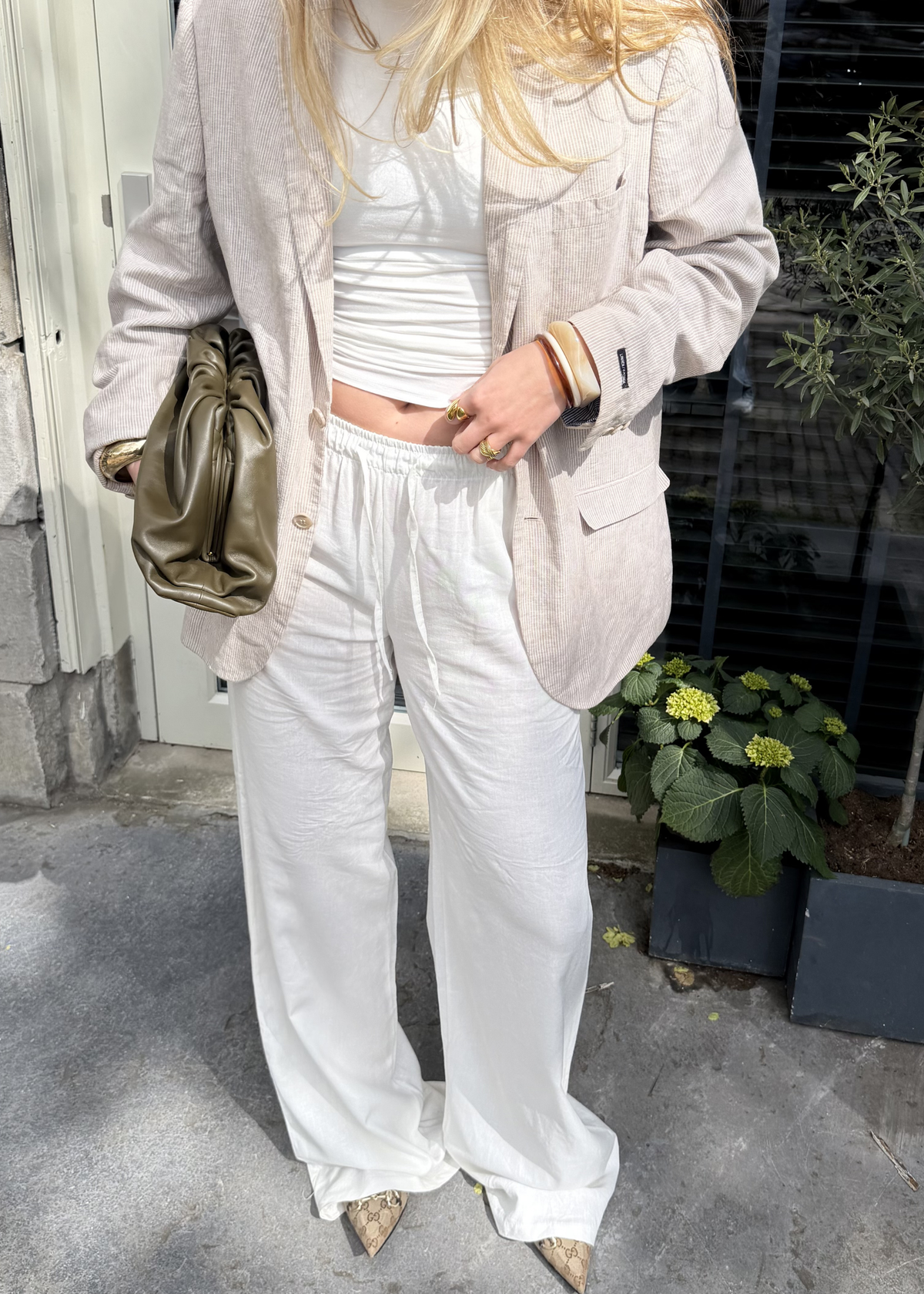 Low waist linnen pants (tall) white