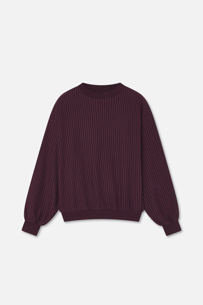 Pinstripe Burgundy Crewneck