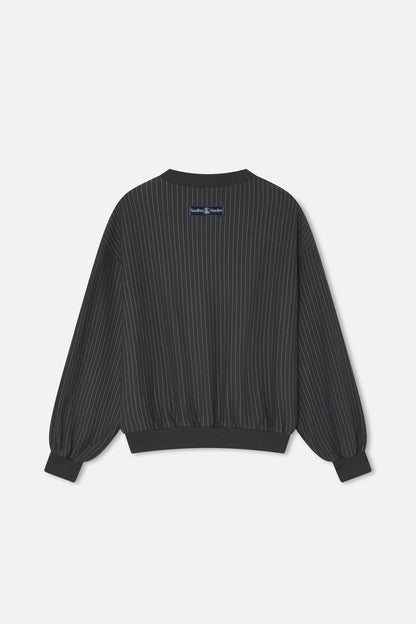 Pinstripe Dark Grey Crewneck