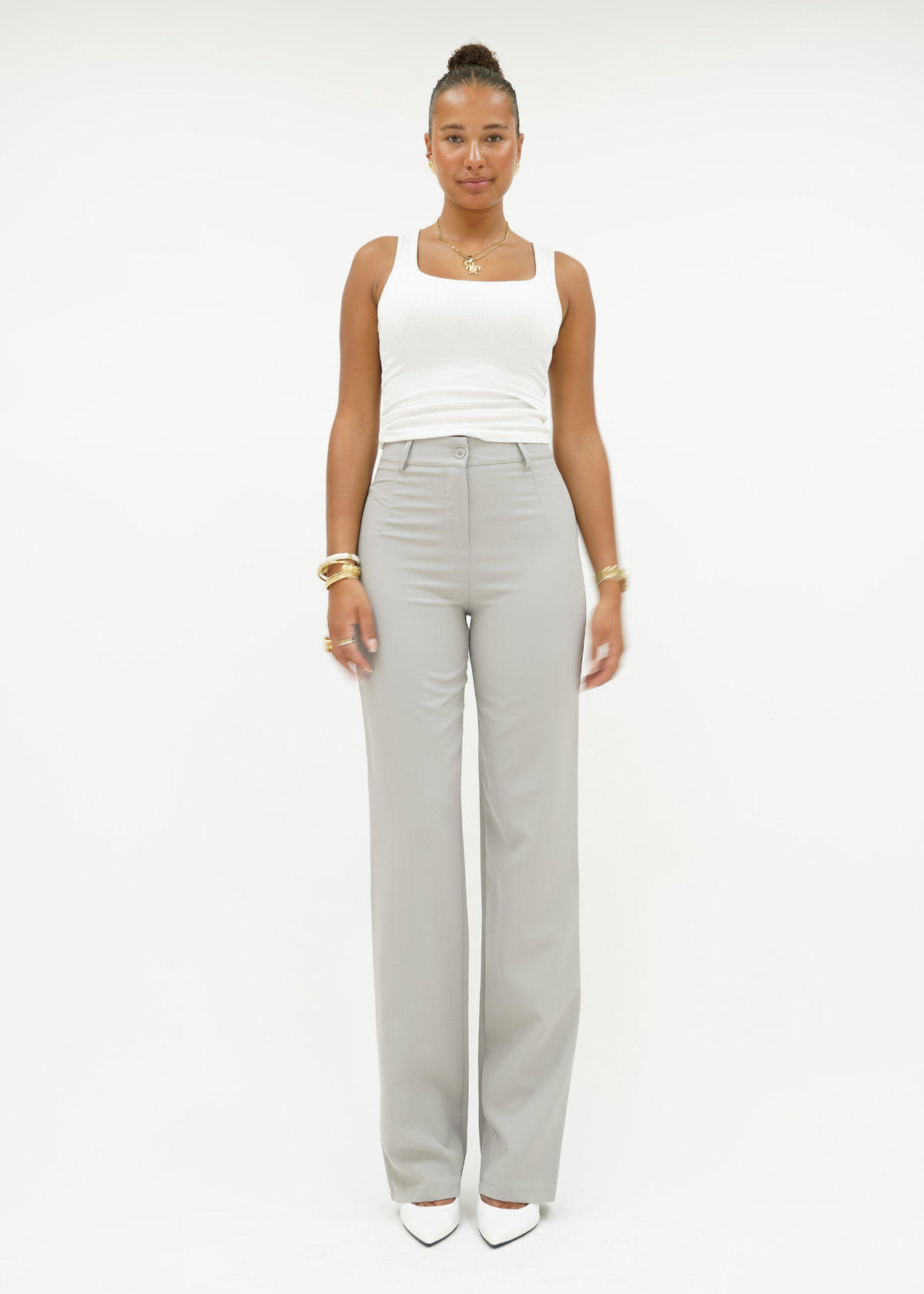 Straight leg pants classic creamy grey (tall)