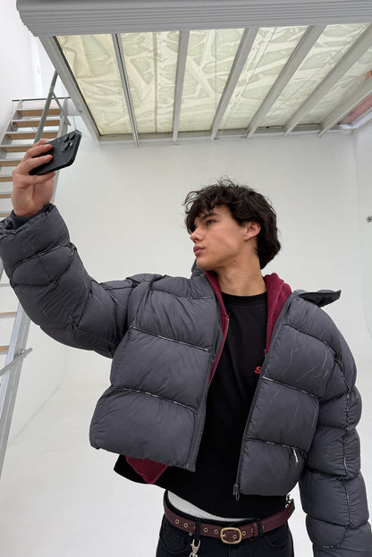 Marble Dark Grey Puffer Jacket