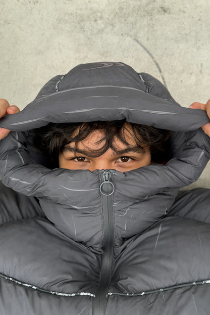 Marble Dark Grey Puffer Jacket