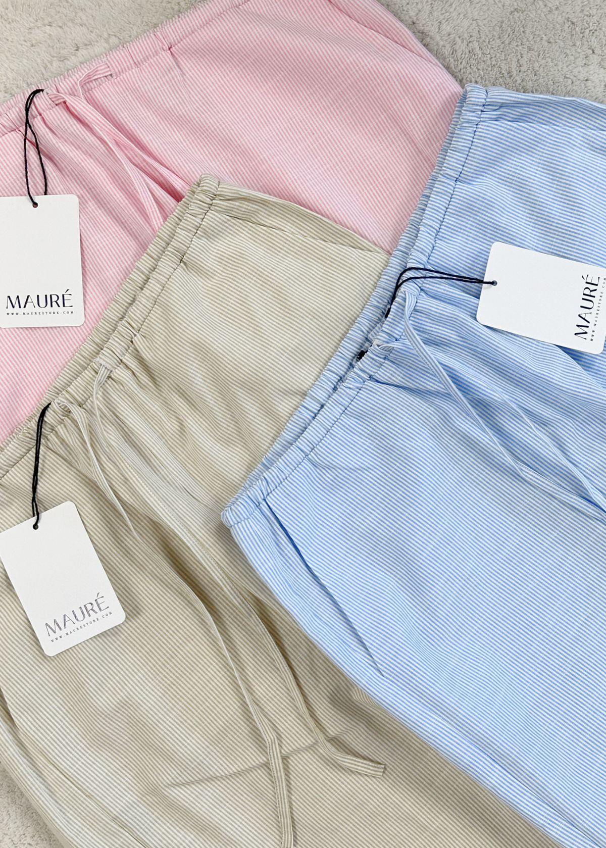 Striped pants (tall) crème
