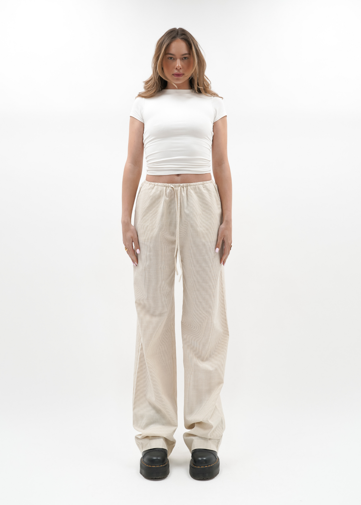 Striped pants (tall) crème