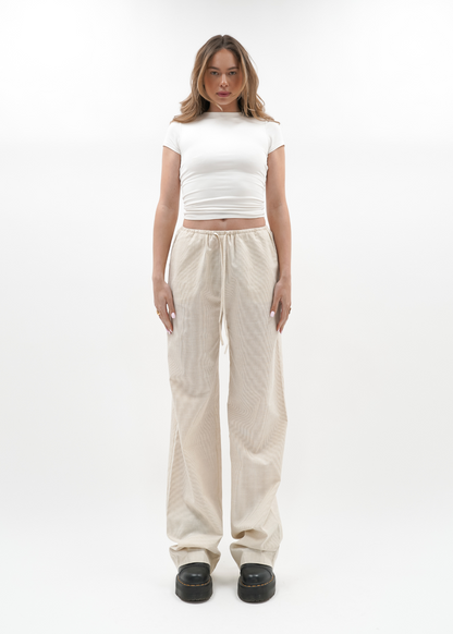 Striped pants (tall) crème