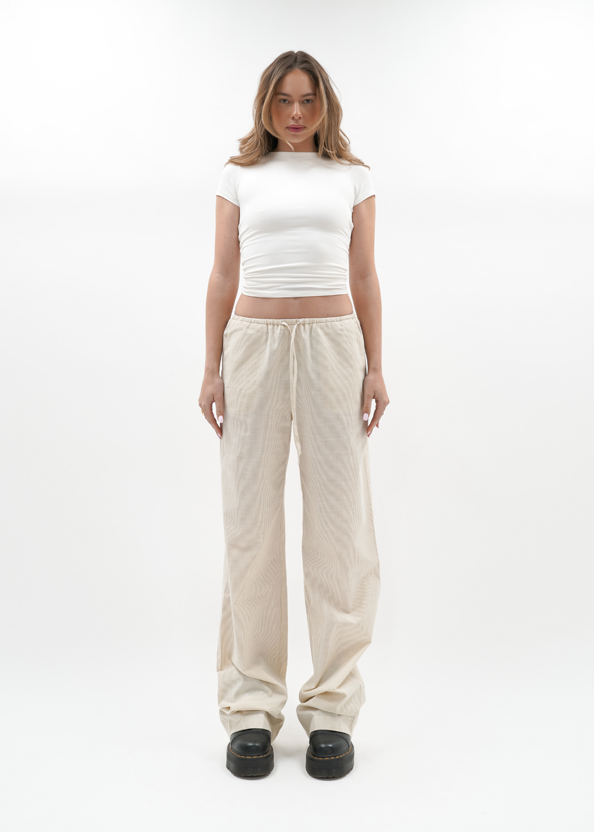 Striped pants (tall) crème