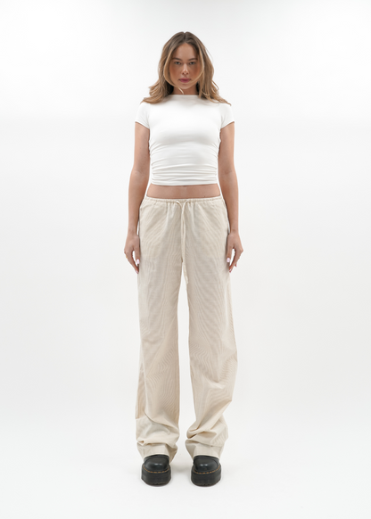 Striped pants (tall) crème