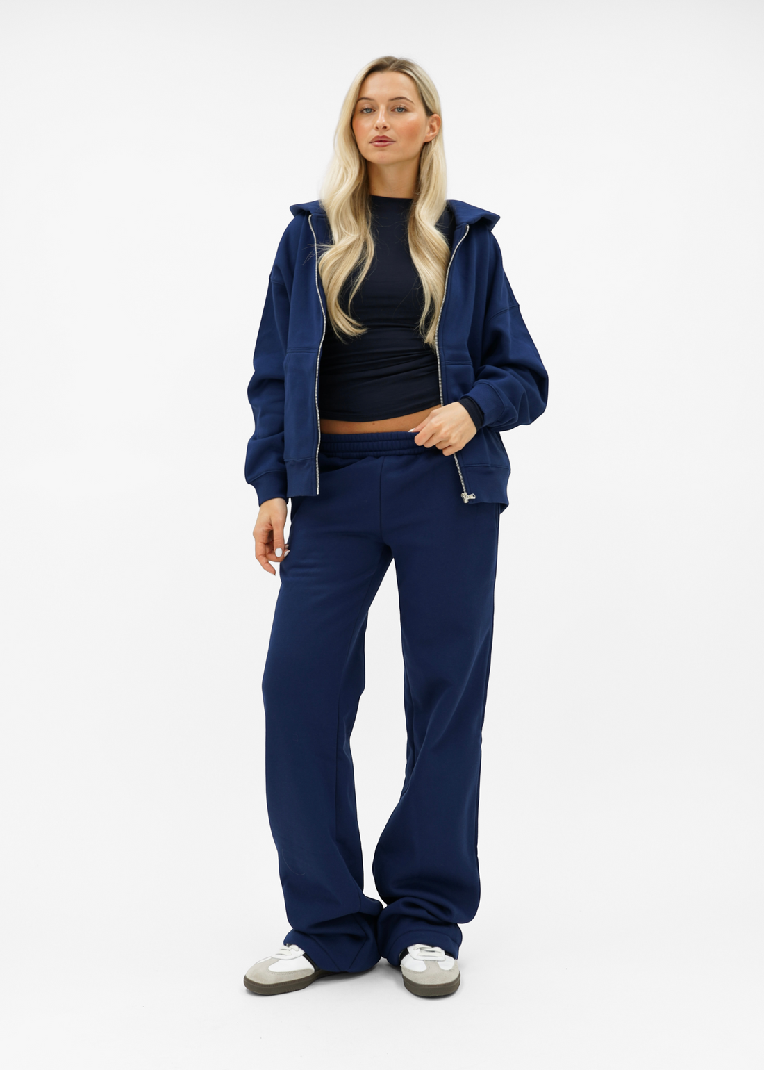 Basic zip hoodie night blue (tall)